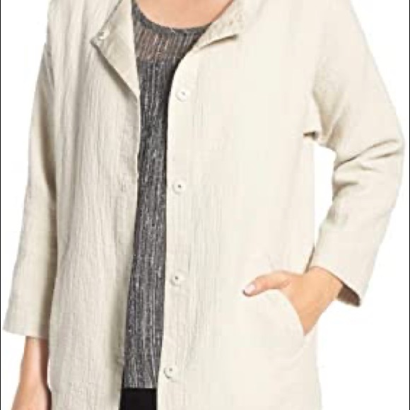 Eileen Fisher beige off-white bone linen organic cotton jacket blazer - Picture 11 of 11